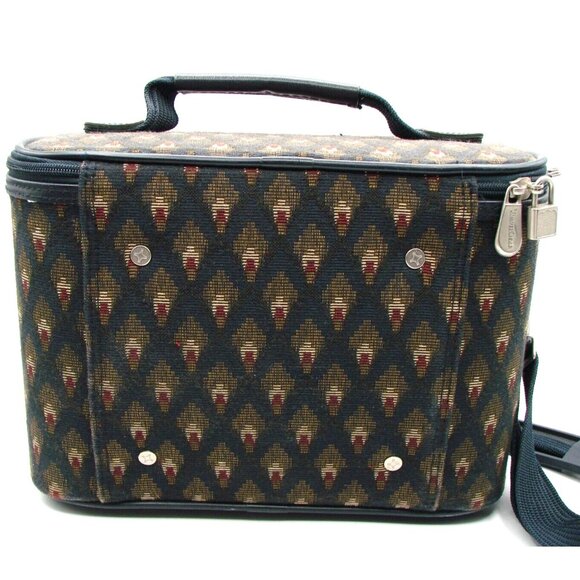 Travel Gear Small Carry On Bag Cosmetic Make-up Case Hardshell Zip Tapestry Read - Picture 2 of 16